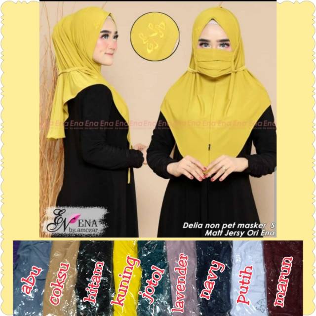 HIJAB NON PET MASKER ORI ENA || HIJAB MASKER STANDAR JERSEY