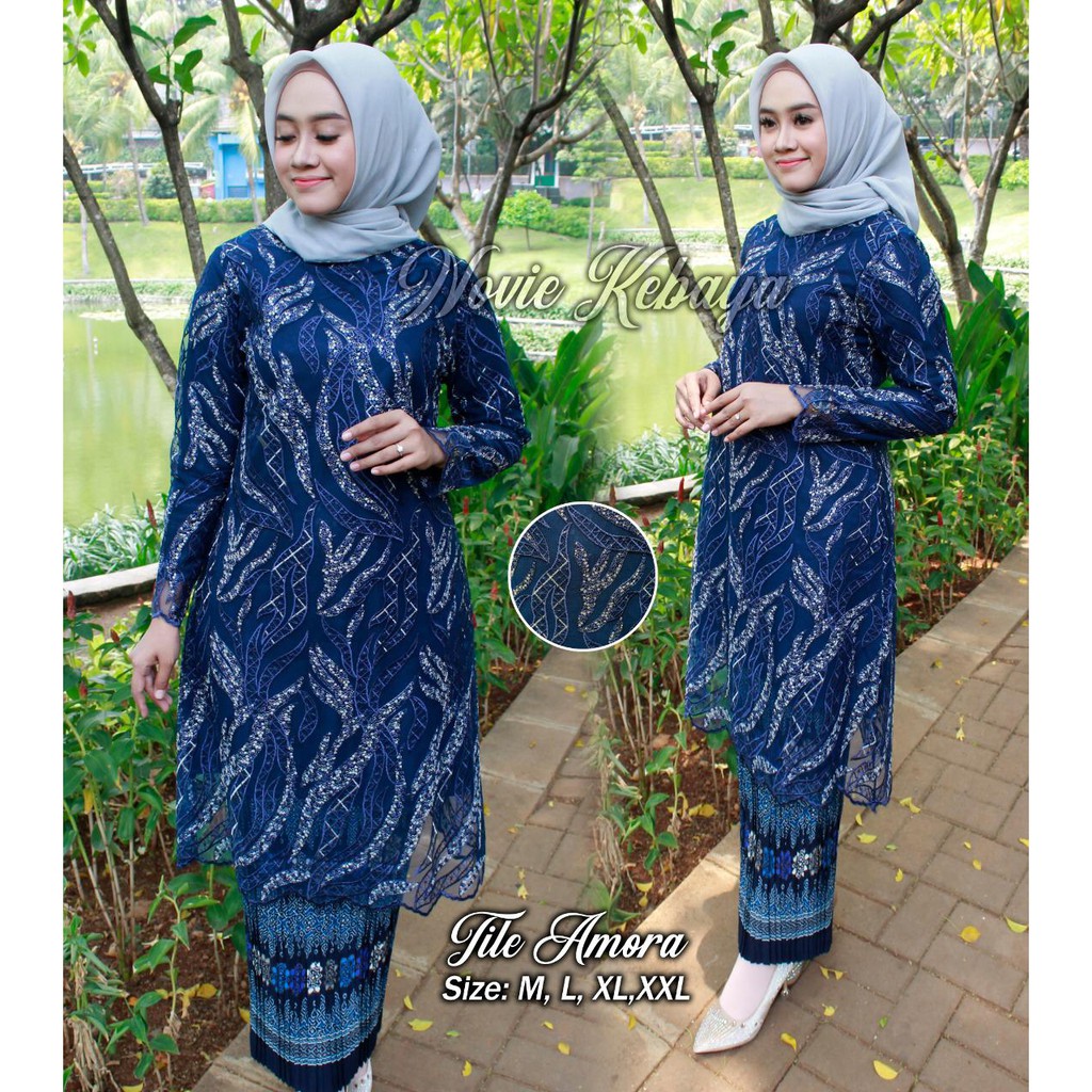 Kebaya Modern Tulle Amora Stelan Rok Plisket