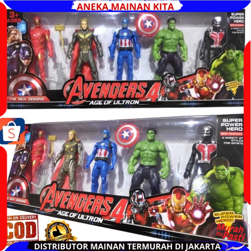 MAINAN ANAK  DIECAST ROBOT ACTION FIGURE Marvel Avengers 5 in1 IRONMAN THOR CAPT AMERICA