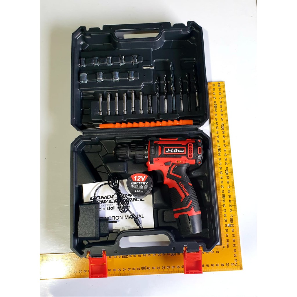 XENON 2 BATERAI Cordless Drill bor baterai 12 V ryu charger Baterai dua ganda Mesin bor cordless Elektrik Drill bor listrik besi kayu full set pilihan Bor tanpa kabel