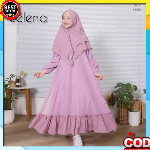 [Bisa Cod] Shr Kids Maxy Dress Matt Soft Jeans Full Bordir Premium Gamis Lebaran Anak Good Quality G