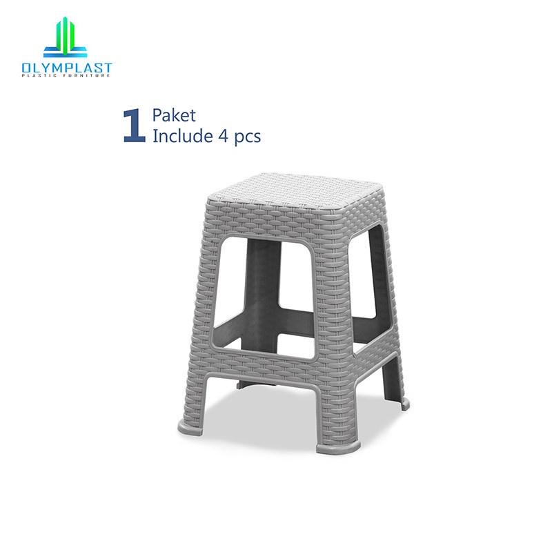 OLYMPLAST Kursi Bakso Motif Rattan Square Chair (4 Pcs)