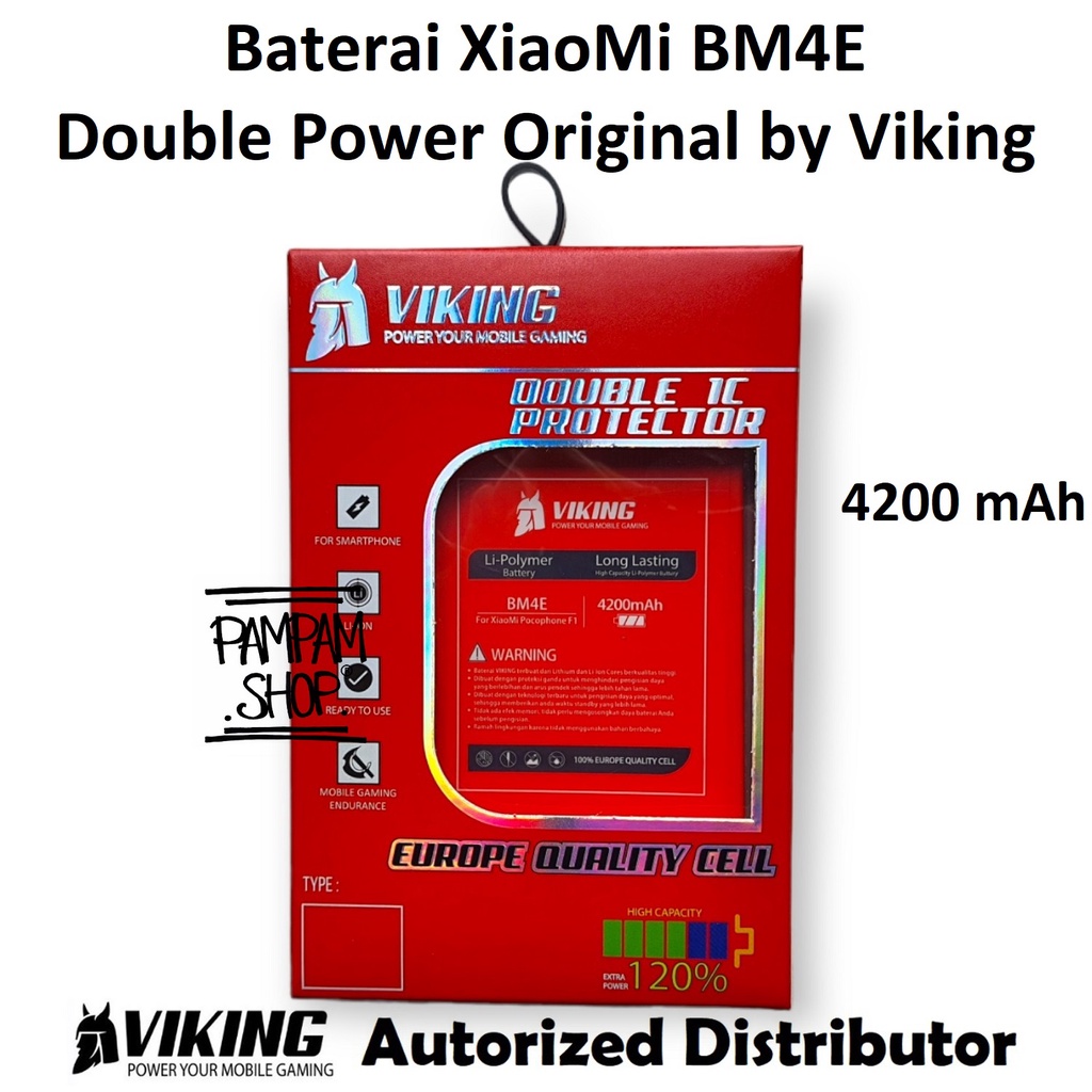 Baterai VIKING Double Power Original XiaoMi Pocophone F1 BM4E Ori Batre Batrai Battery Dual Power Poco Phone HP Handphone