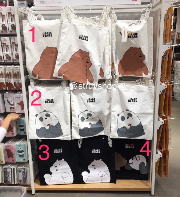 READY STOK Tas Tote Bag Miniso Japan Original We Bare Bears Panda