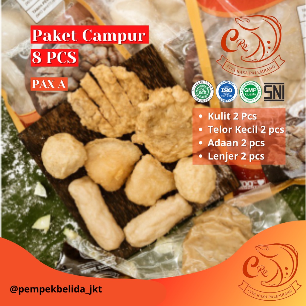 

Pempek Belida CRP Campur 8 PCS + CUKO 70 ML (2 PEMPEK KULIT + 2 PEMPEK ADAAN + 2 PEMPEK LENJER + 2 PEMPEK TELUR KECIL) - Pax A | Pempek Belida CRP Frozen Original | Cemilan & Oleh-Oleh Khas Asli Palembang