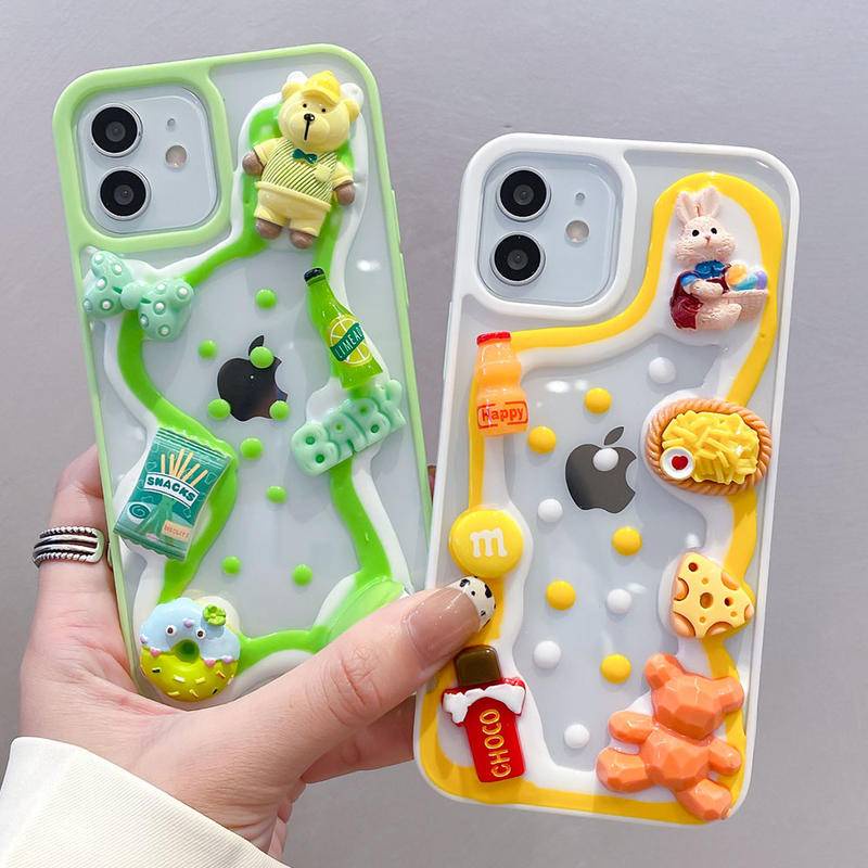 Soft Case Silikon Motif Makanan 3D Untuk iPhone 13 12 11 Pro MAX Mini X XS MAX XR SE 2022 2020 7 8 Plus