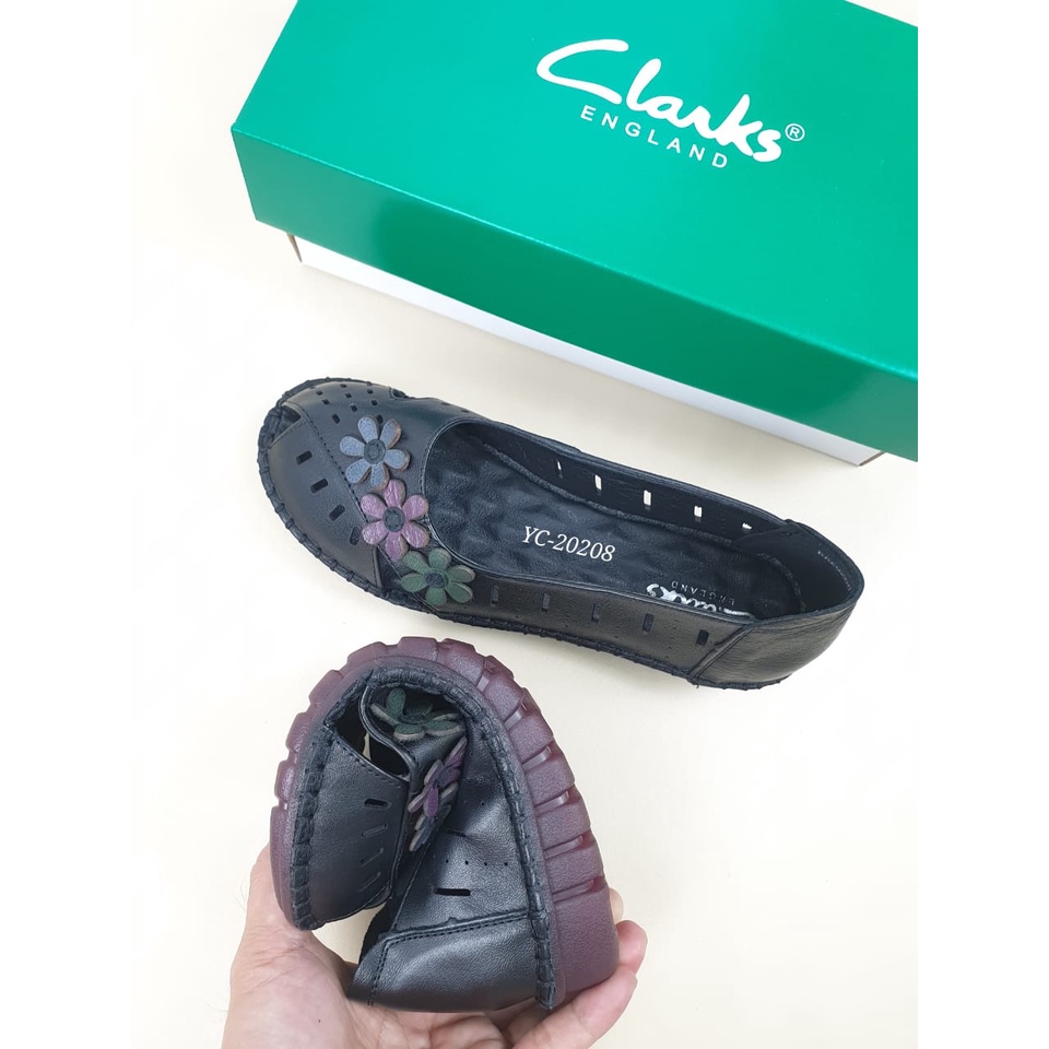 Clarks YC20208 myosotis flowers leather flat