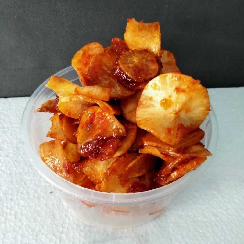 

keripik pedas manis gula merah renyah dan gurih
