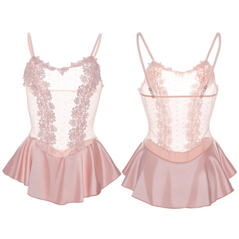 Lingerie Wanita Sexy Transparan Ketat Pakaian Tidur Bahan Lace A318