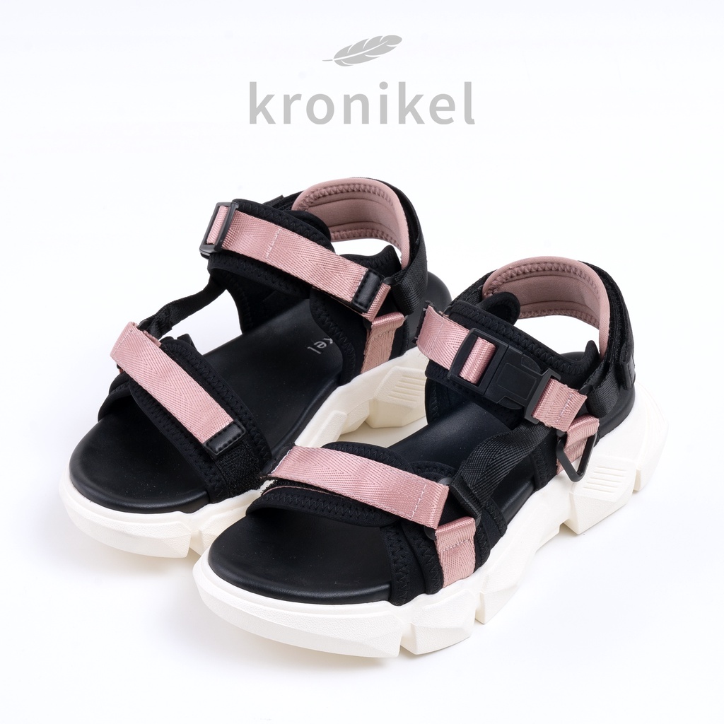 [PREMIUM LOKAL BRAND] KRONIKEL PROJECT // HANA 2-in-1 Sandals - Black Pink