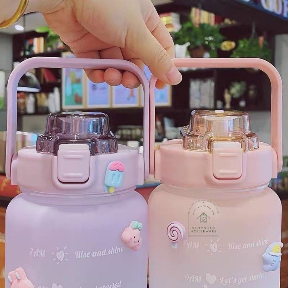 BOTOL MINUM KOREA VIRAL 2 L | BOTOL MINUM STIKER LUCU GEMOY | BOTOL MINUM UNYU | TEMPAT MINUM | TERMOS