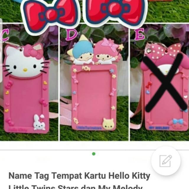 

Name Tag Tempat Kartu Hello Kitty Little Twins Stars dan My Melody