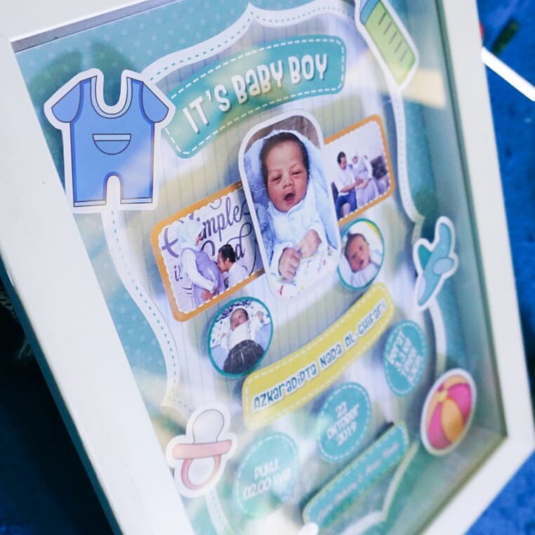 Custom / Bayi / new born / Pop Up 3D frame / kado biodata bayi / frame kaca