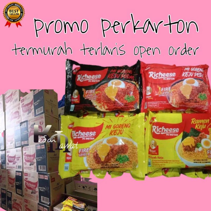 

READY PERKARTON, mie richeese nabati level 0 ,3 ,5 ,isi 40pcs Termurah mie ricis mie goreng richeese