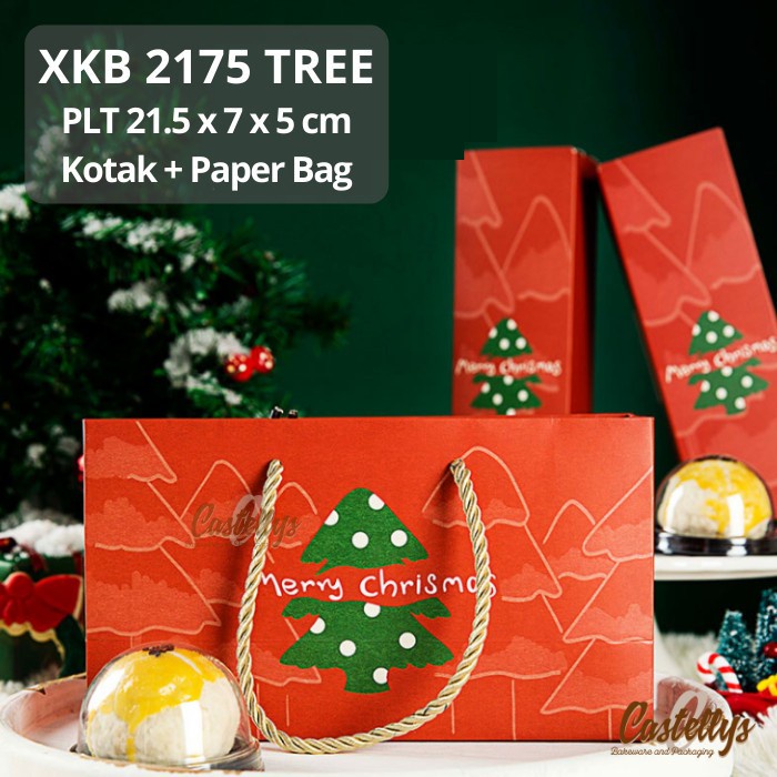 

5 pcs Kotak Box + Paper Bag XKB 2175 Tree Kue Kering Nastar Cookies Natal
