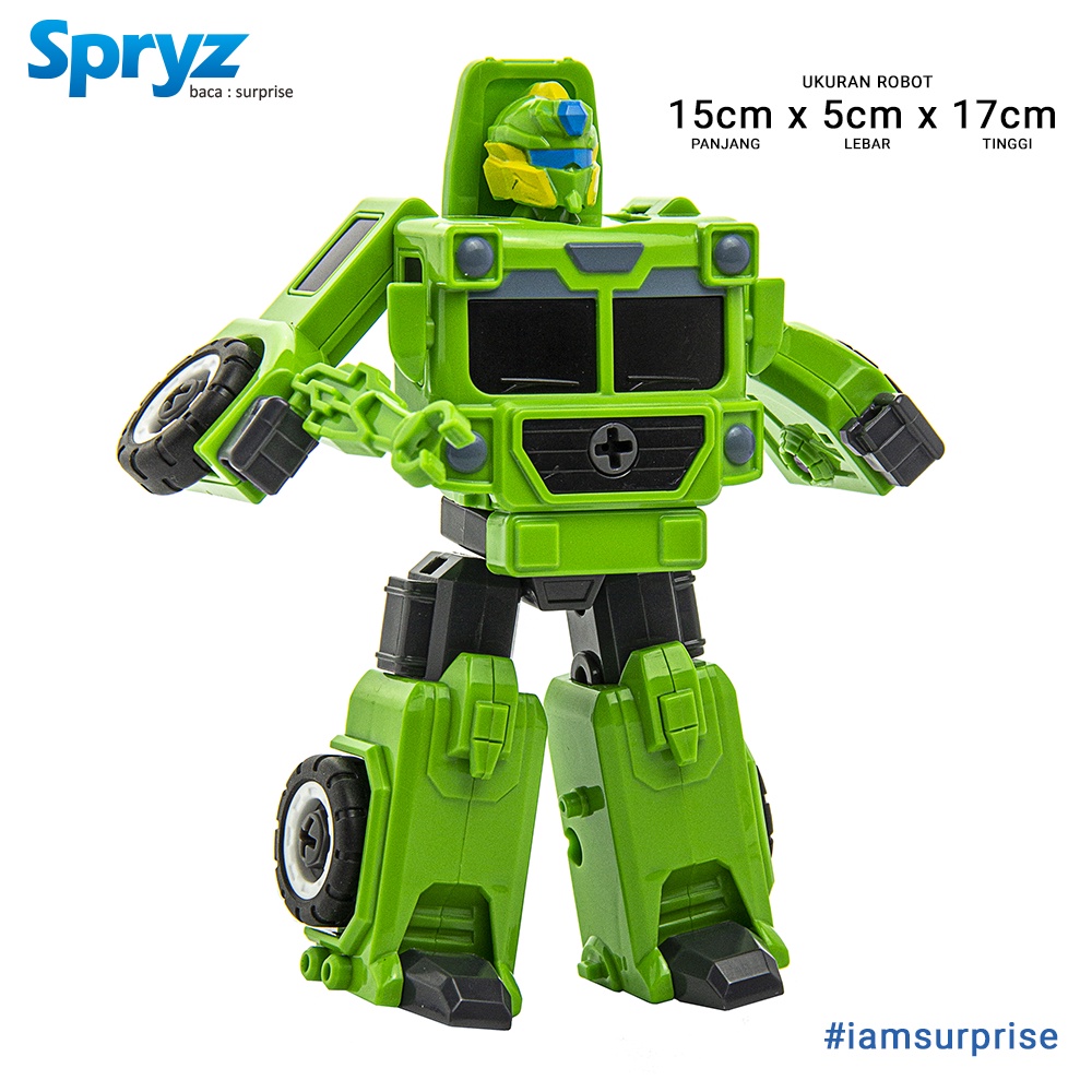 Spryz Revamp Robo Truck Green - Mainan Truk Robot Transformer DIY