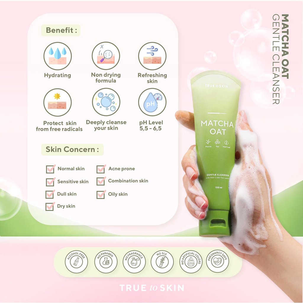 True To Skin Matcha Oat Gentle Cleanser - Supple Dream Gel Mask