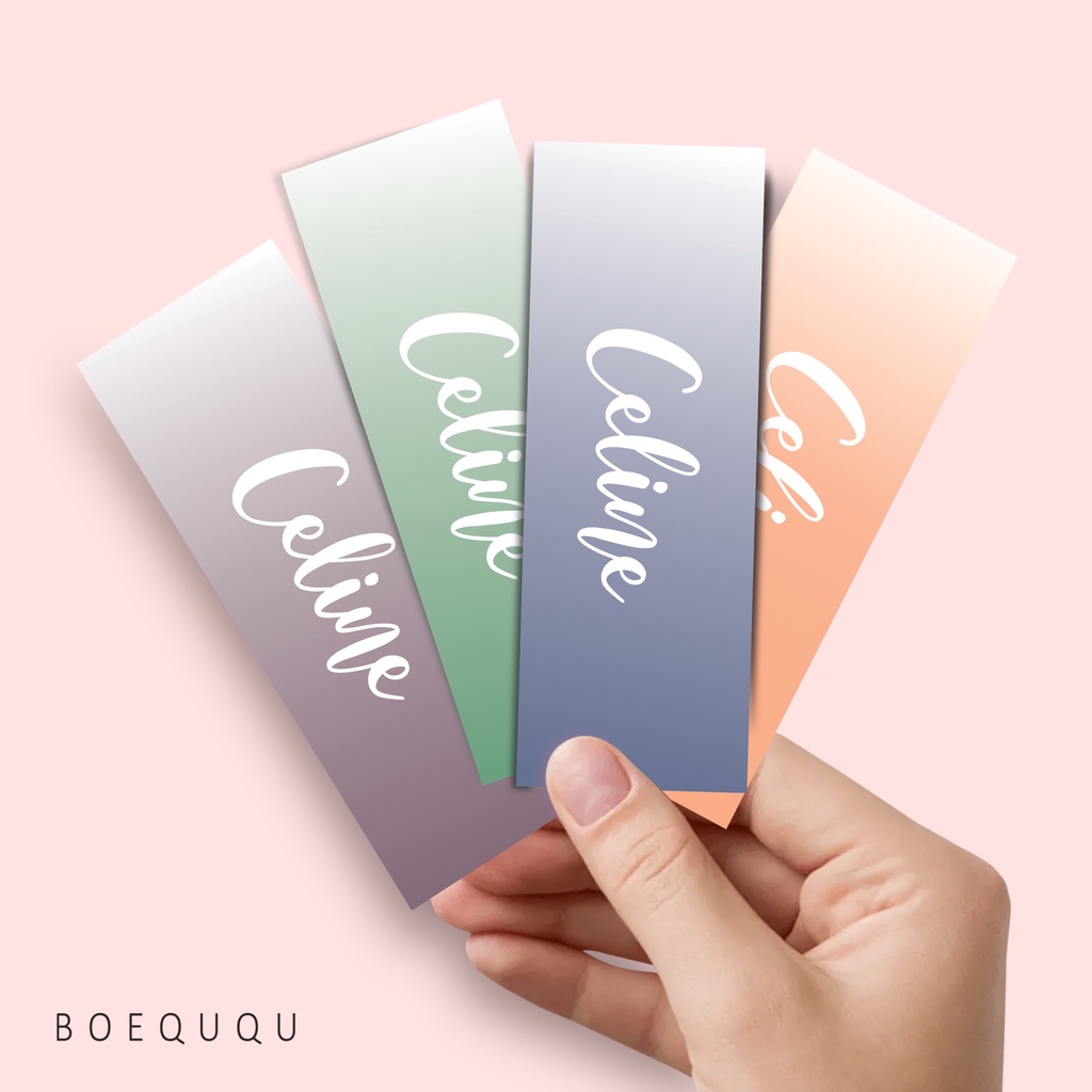

Bookmark Custom / Pembatas Buku Custom Nama Warna / Minimal Order 16 Pcs / Bookmark Aesthetic / Pembatas Buku Evory 310