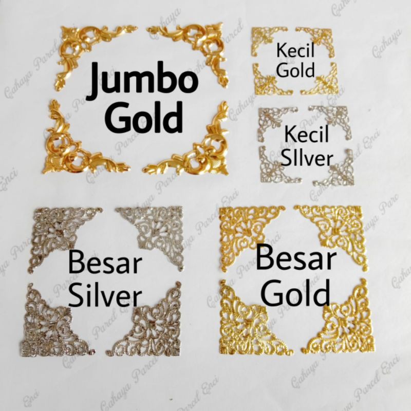 4 biji sudut ornamen / siku mika / hiasan mahar