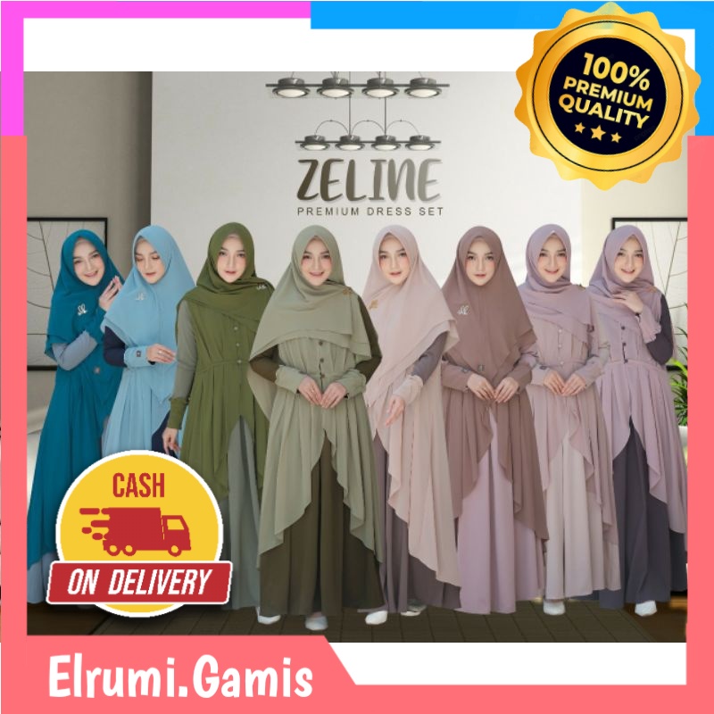 [ READY STOK ] GAMIS DRESS CANTIK WANITA MUSLIM REMAJA TERBARU KEKINIAN ZELINE DRESS OUTER SET KHIMA