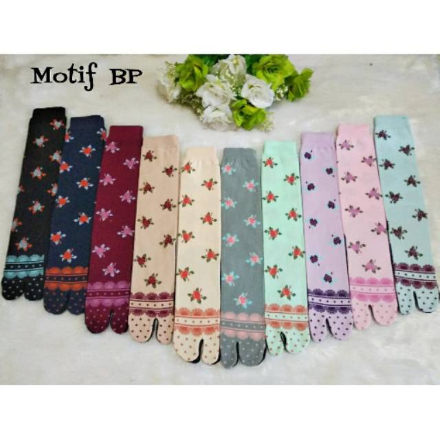 Kaos kaki jempol motif kombinasi panjang size L nylon spandek