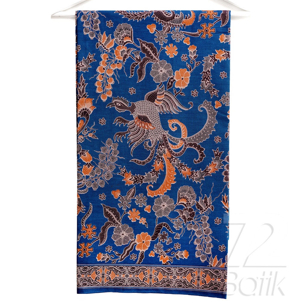 BAHAN BATIK PREMIUM Katun Motif Tresno Asih Warna Biru Orange Hitam 729441 Cap 72 Jarik Jarit Samping Kebat Panjang Batik Katun Modern Premium Bahan Seragam Batik Pernikahan Kantor Keluarga Murah Kamen Jadi Batik Bali Lembaran