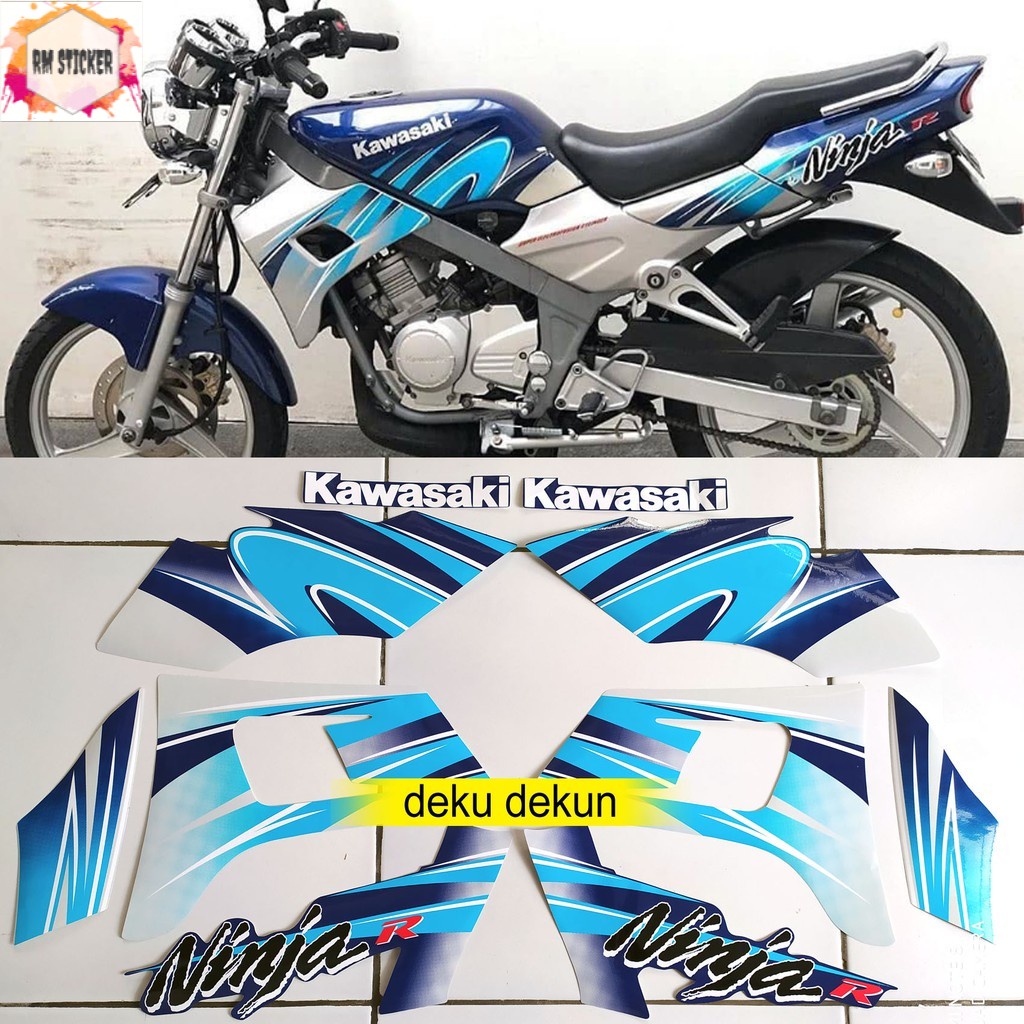 Stiker Striping Kawasaki Ninja R Kis Biru 2002 Tahan Vernis