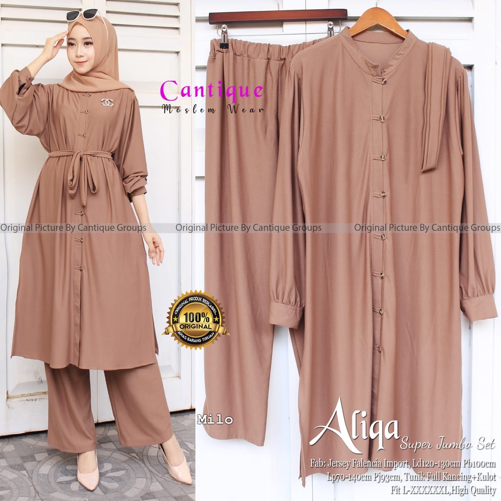 SETELAN JUMBO ALIQA, TUNIK+PANT JERSEY FALENCIA IMPORT // TUNIK KANCING DEPAN (BUSUI FRIENDLY) GOOD 