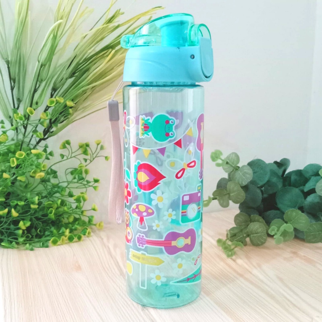 Mikusoo Botol Minum Anak Sekolah Smiggle Warna Warni Gambar Karakter Lucu 700 ml Flip Top Body Colorful