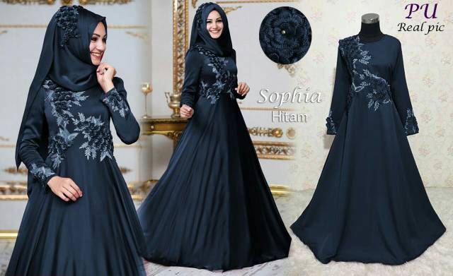 maxi sophia syari ori pu - maxi dress muslim murah - gamis cantik bordir balotelli premium