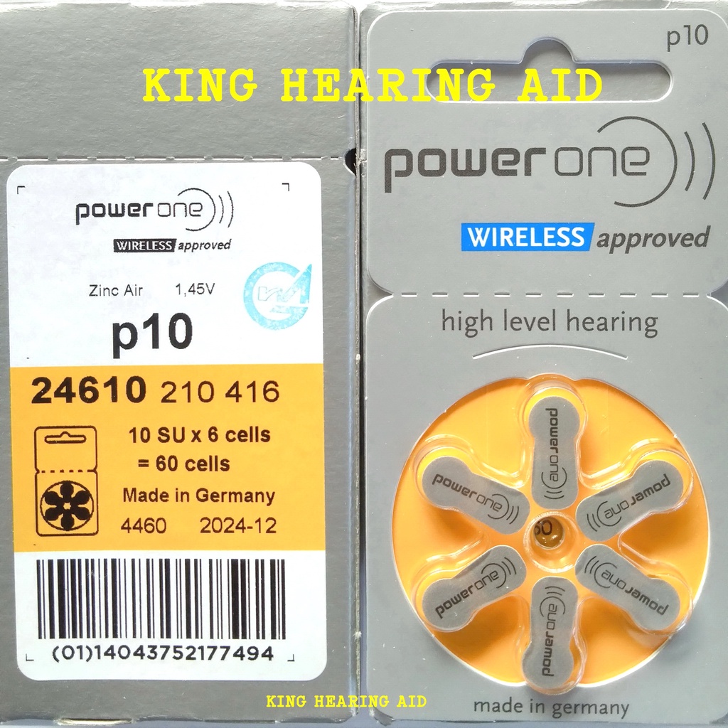 Baterai Alat Bantu Dengar POWERONE p10 batu alat dengar hearing battery made in germany replacement PR70 PR230H AC230E AG10 LR1130 zinc air batteries size 10 batere alat bantu dengar power one p10 baterai Alat Pendengaran batre alat pendengar