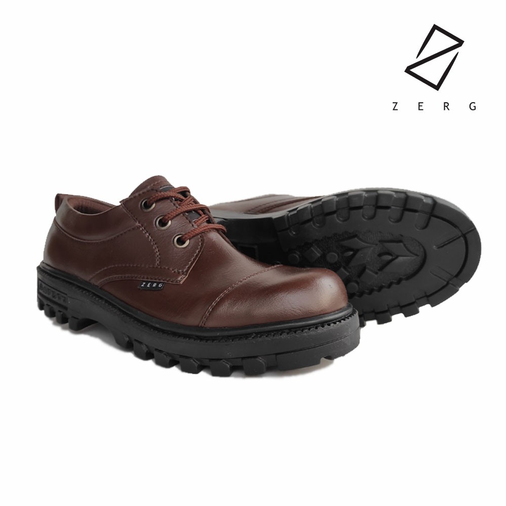 Sepatu Kerja Pria Original Zerg Ground Black Bahan Sintetis Nyaman Trendy Casual Formal Santai 2