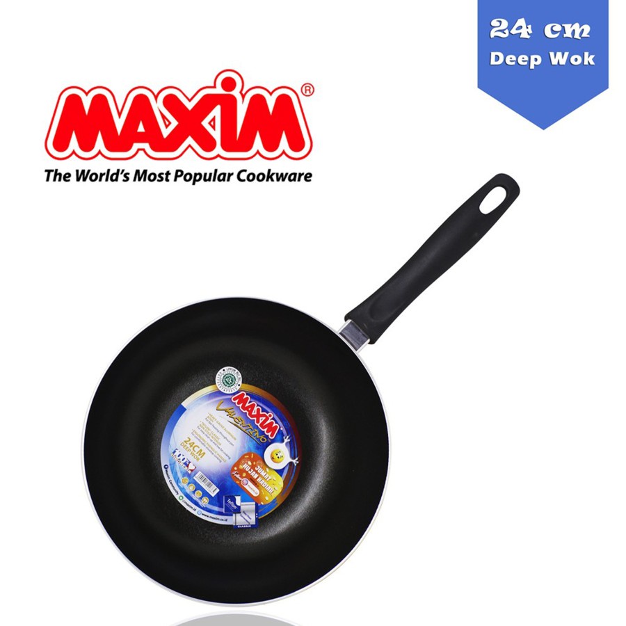 MAXIM Valentino 24 cm Deep Wok Wajan Penggorengan Teflon 24 cm