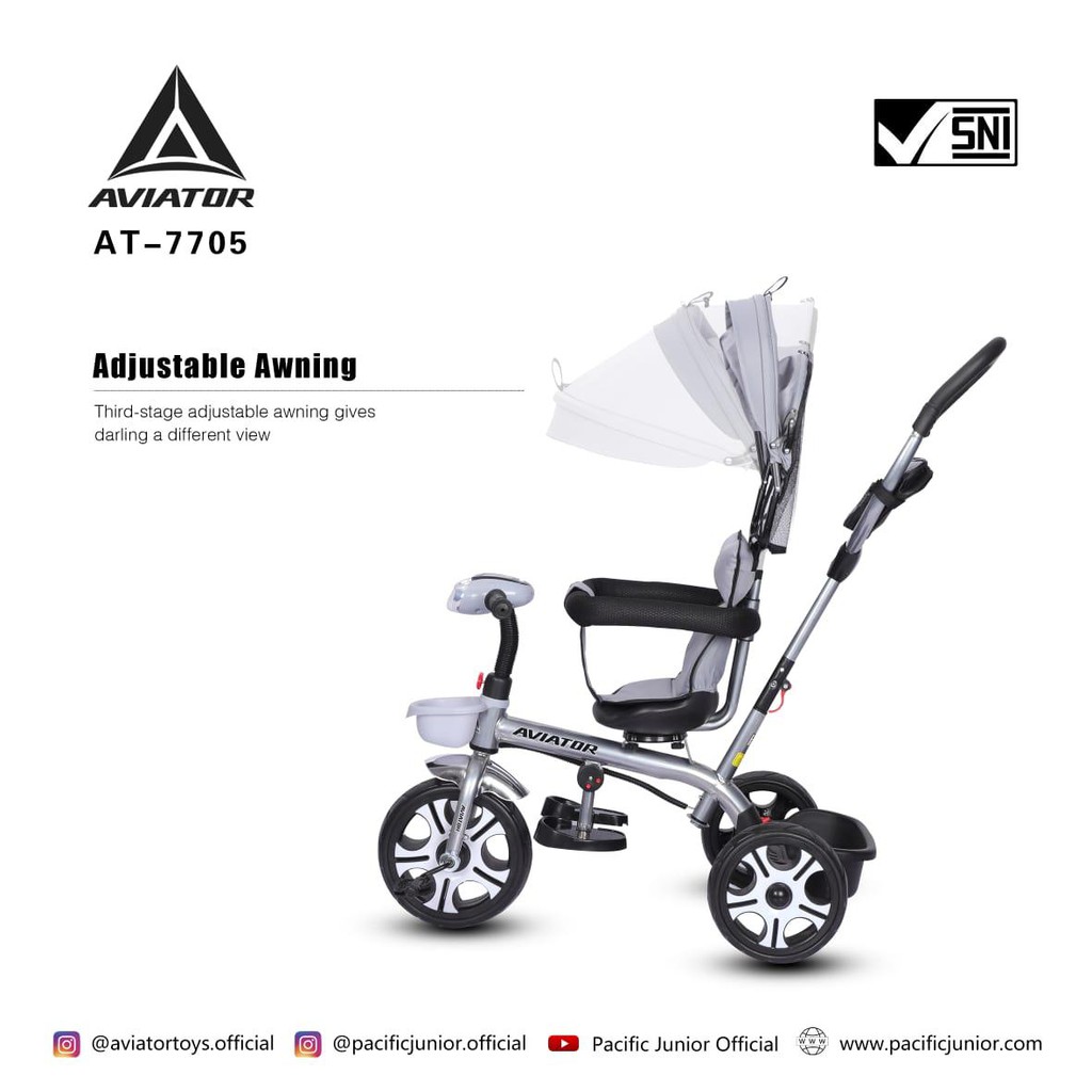 Sepeda Anak Roda Tiga 3 Aviator AT 7705 Payung Musik