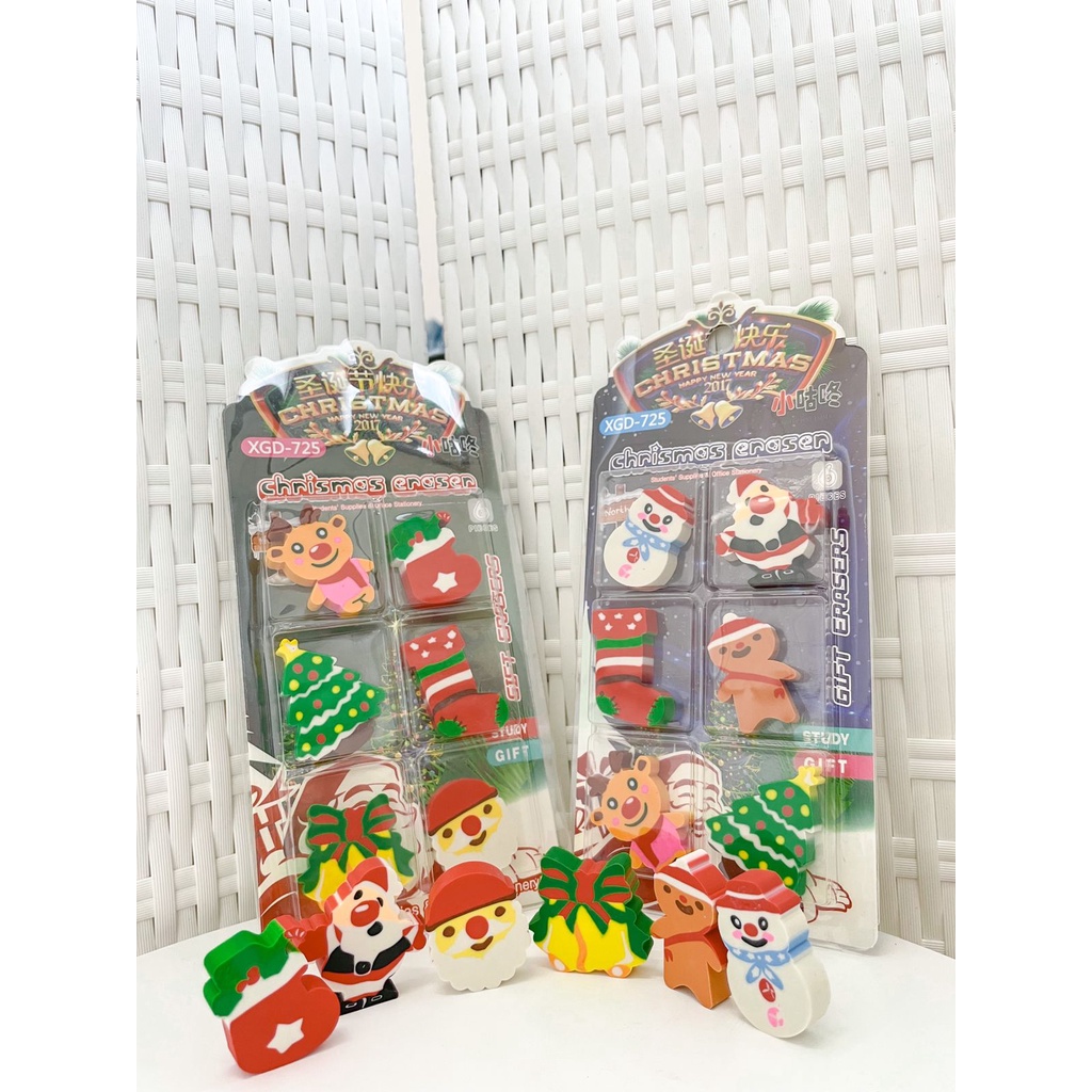 

PENGHAPUS NATAL GEPENG SET 6 PCS CHRISTMAS UNIK LUCU ERASER HAPUSAN READY GROSIR COD