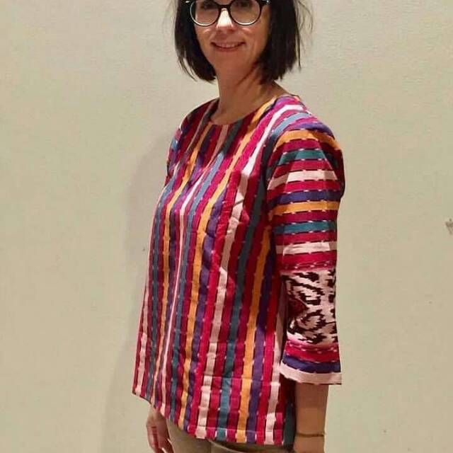 Blouse kain tenun troso etnic warna pink lurik