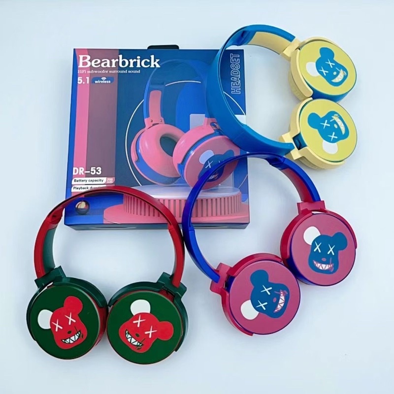 [ RD-53 BEARBRICK ] HEADPHONE BANDO BLUETOOTH / WIRELESS TYPE RD-53 KARAKTER BEARBRICK