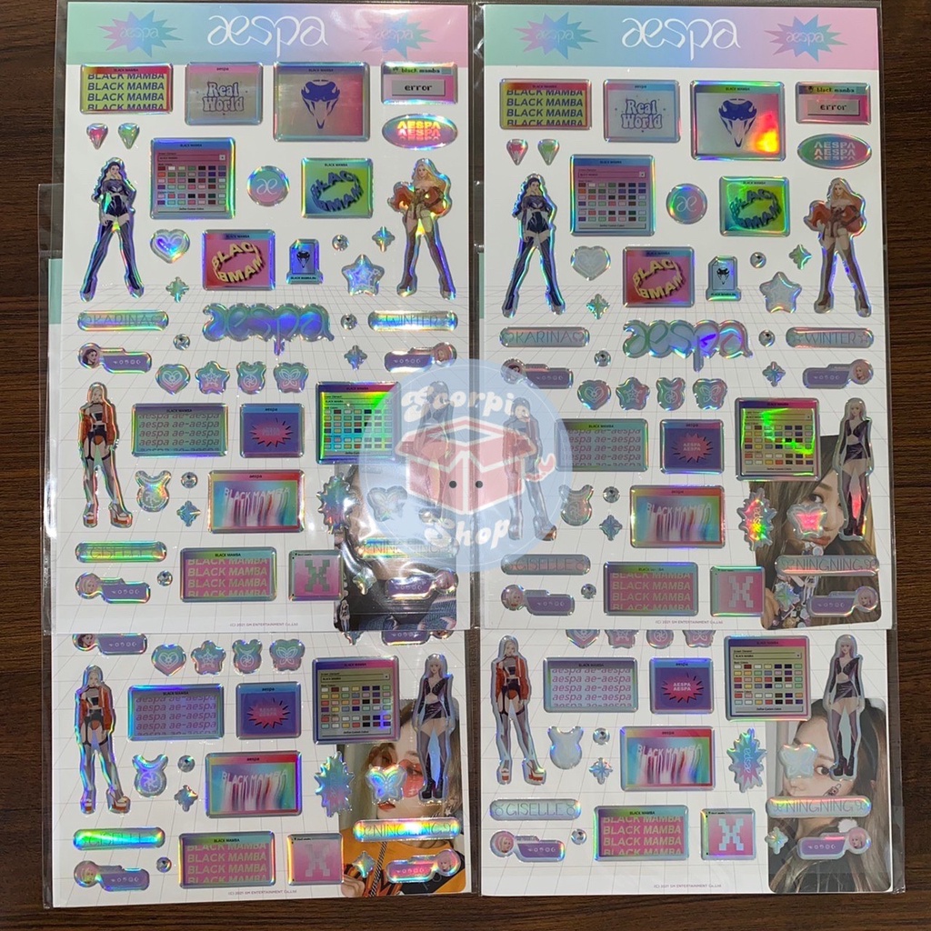 Hologram Epoxy Sticker + Photocard SET MD AESPA MD Black Mamba