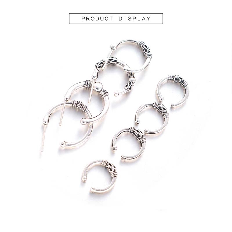 8piece/sets Alloy Hoop Earrings Pinna Helix Tragus Piercing Vintage