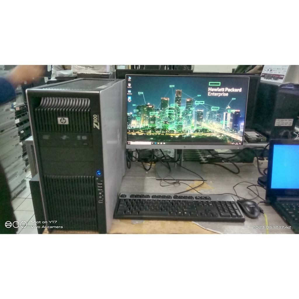 server tower hp workstation z800 x5650 double + led hp24 lengkap