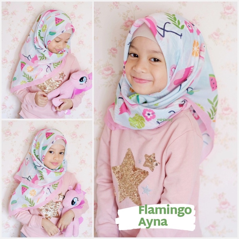 pre Order - Voal anak - hijab anak - flamingo