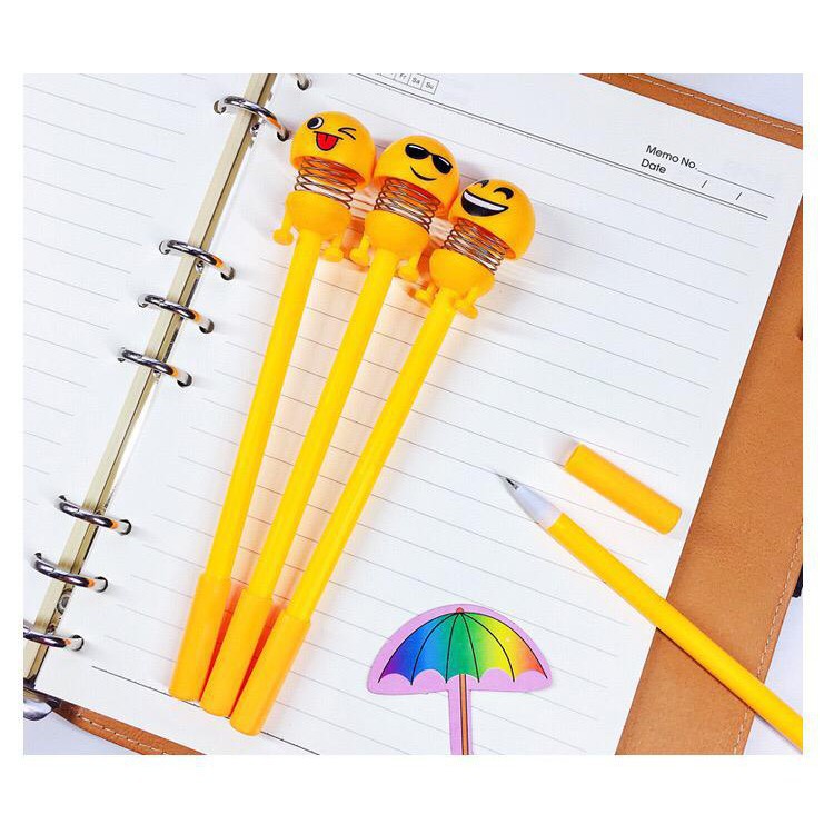 MurmerOfficial R163 Pena Emoticon Per Karakter Unik Lucu Emoji Karakter Smile Spring Doll Pen Import