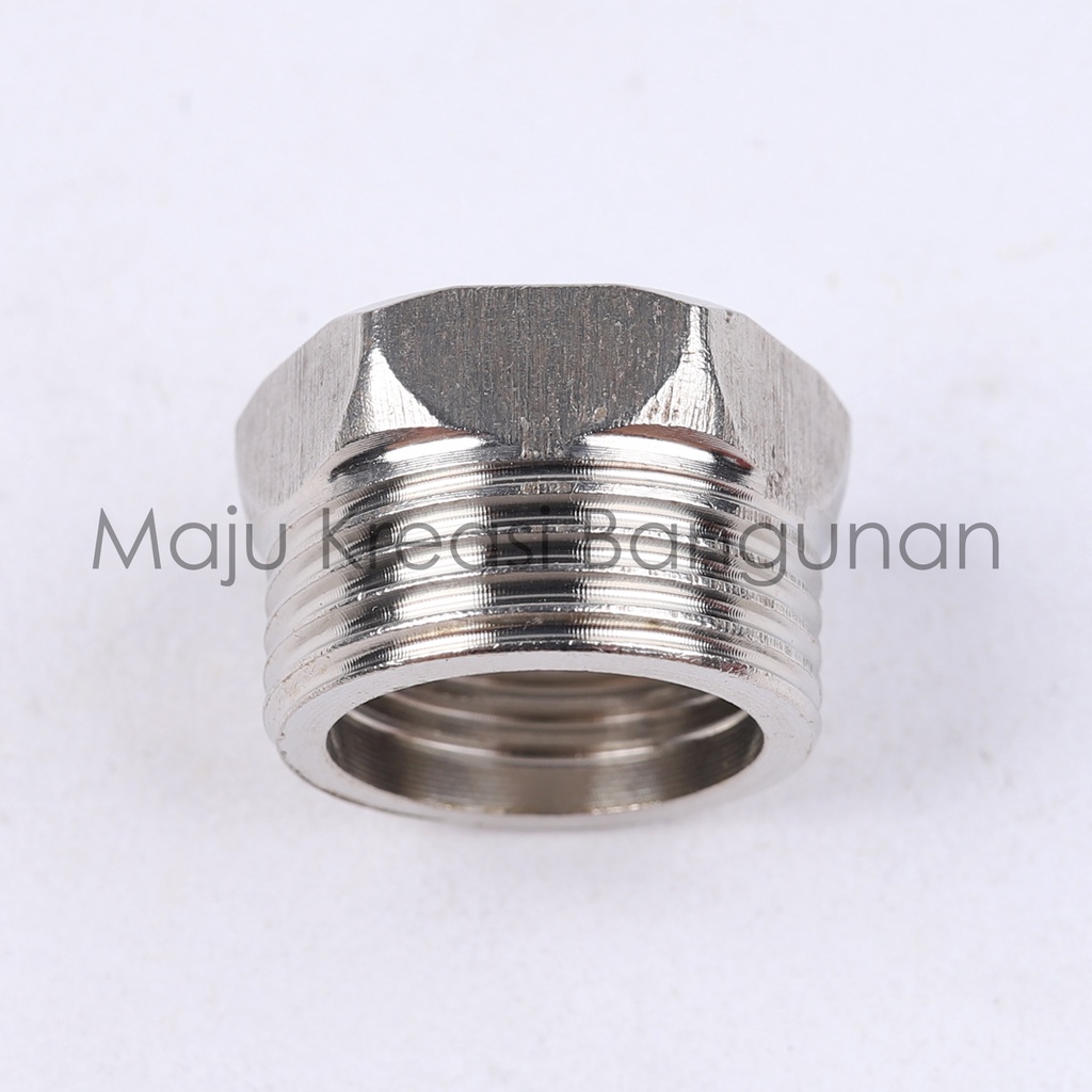 Vlok Ring Kuningan Soligen YG 906 Sok Kran Drat Luar 3/4&quot; Dalam 1/2&quot; Inch Inci Pendek Sock Sambungan Keran Nepel Pipa