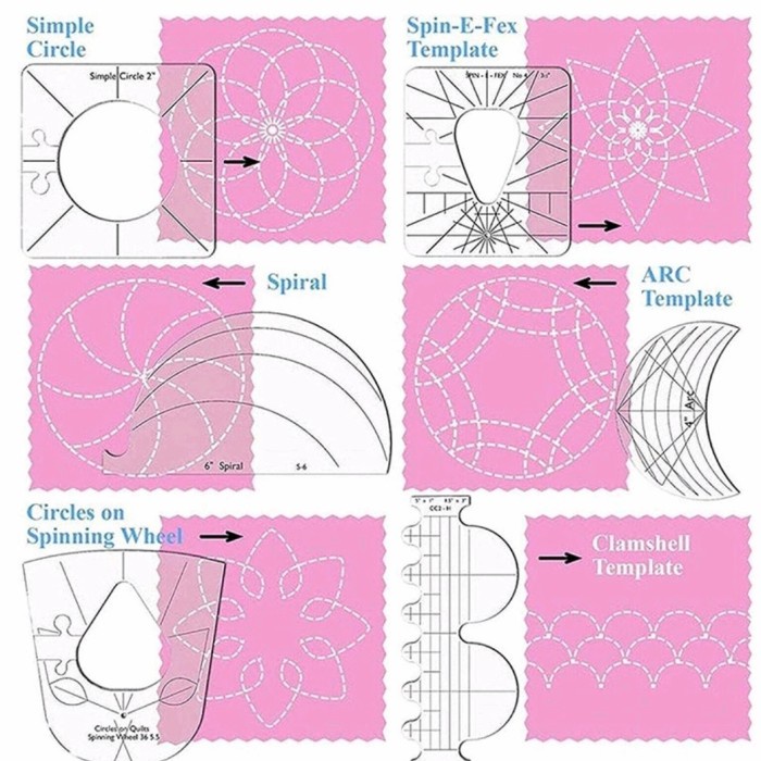 

Terlaris 6Pcs Template Penggaris Free Motion Patchwork Quilting Bagus