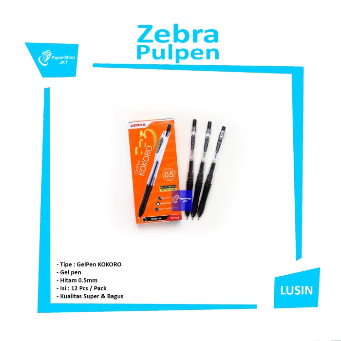 

TULIS-ALAT- PULPEN GEL ZEBRA KOKORO HITAM 0.5 GROSIR PERLUSIN! -ALAT-TULIS.