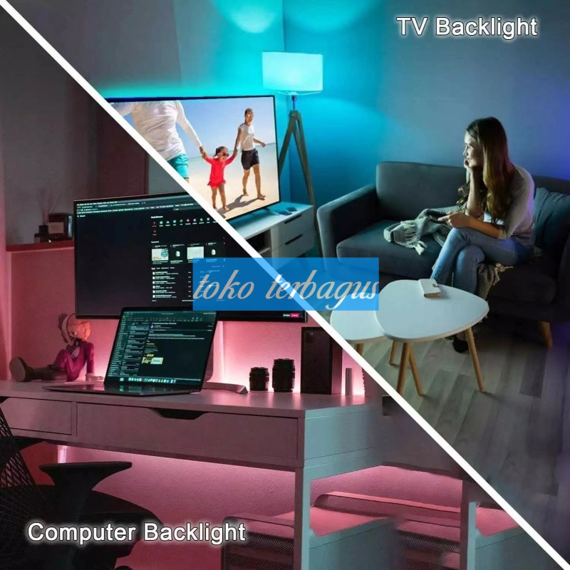 Led strip RGB warna warni 2835 ip44 remote