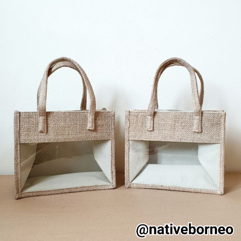 

Tas goni mika (mini) [L060] - tas hampers mini, tas parcel mini, tas souvenir kecil, tas jute burlap
