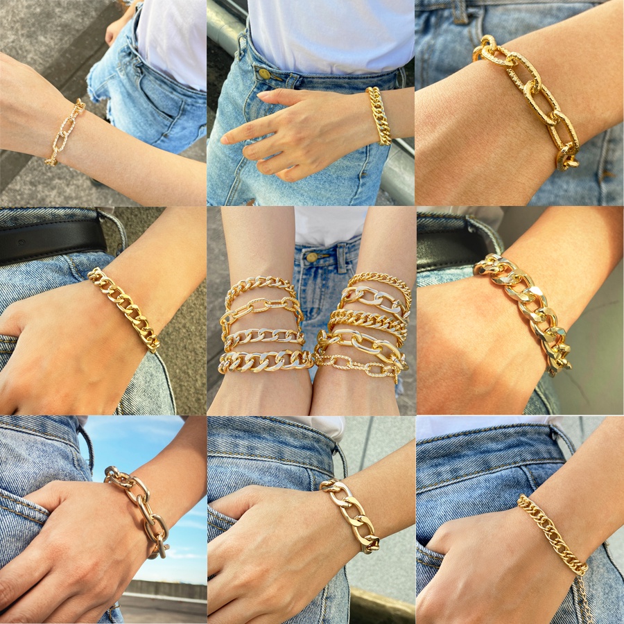 2021 Trend Punk Gold Big Thick Chain  Bracelet for Women Men Fashion Snake Mascot Pearl Charm Bracelets Bangles Jewelry Accessories Gift