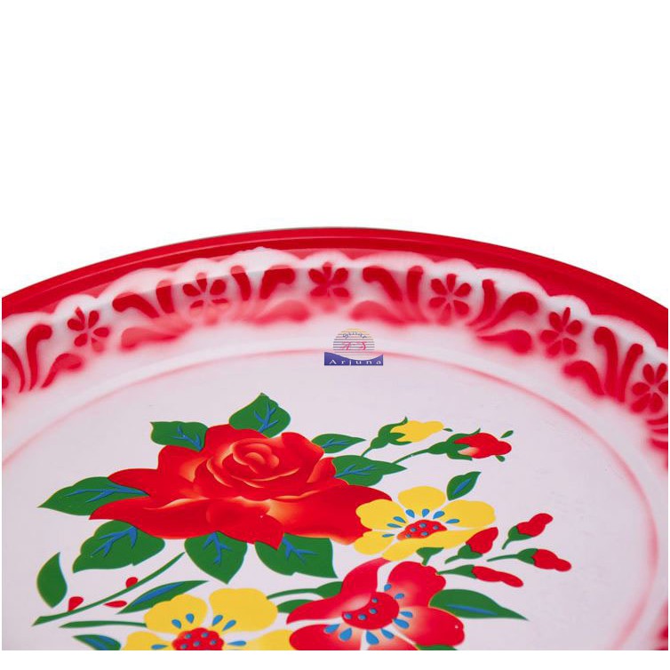 Nampan sangjit / nampan jadul / nampan seng merah motif bunga