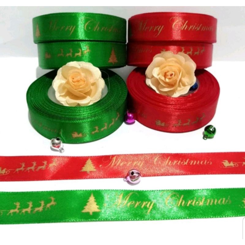 

ROLL Pita Natal | Pita Merry Christmas | Pita Satin Merah | Pita Satin Hijau